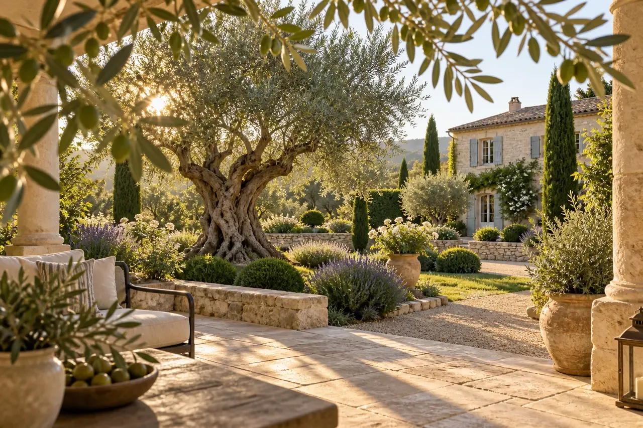 Jardin et terrasse d’une maison, à observer avant des travaux