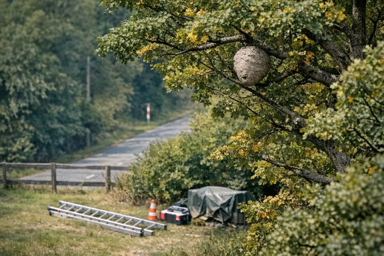 Nid de frelons dans un arbre : hauteur, accès et devis