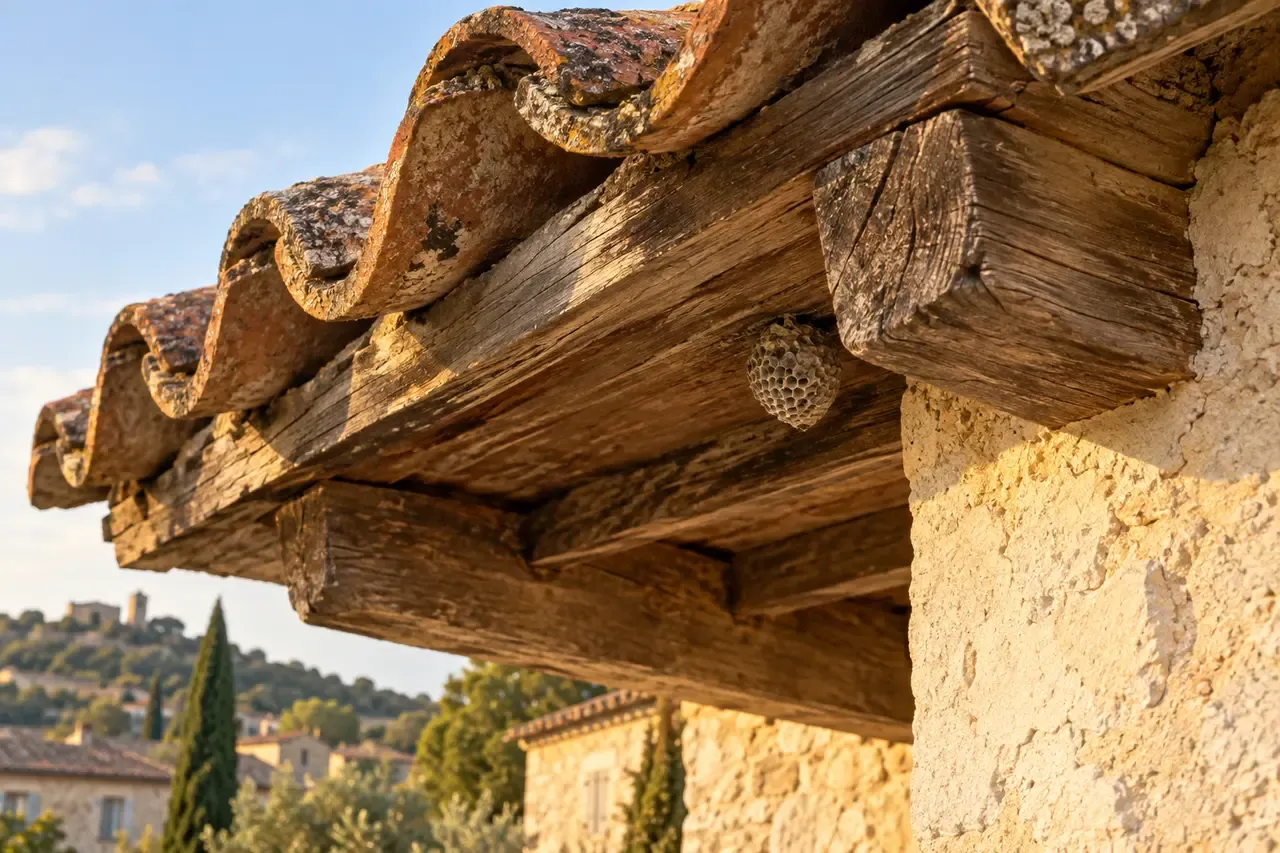 Toiture et avancée en bois, exemple de contrainte d’accès
